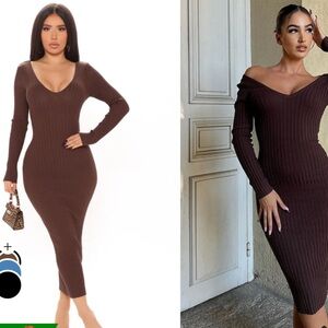 Fashion Nova Chocolate Long Sleeve Dress